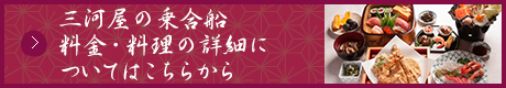 三河屋の貸切船　料金・料理の詳細についてはこちらから